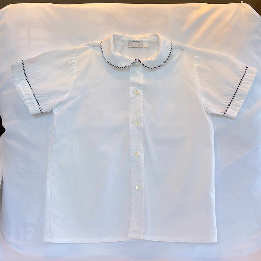 VINTAGE NWOT ITALIAN ARC-EN - CIEL CLASSIC WHITE  KIDS SHIRT BLUE TRIM UNISEX 4T - Picture 4 of 14